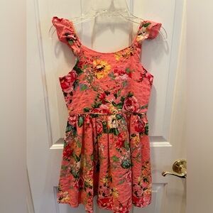 Coral/Pink Floral Sundress size M (7/8) EUC